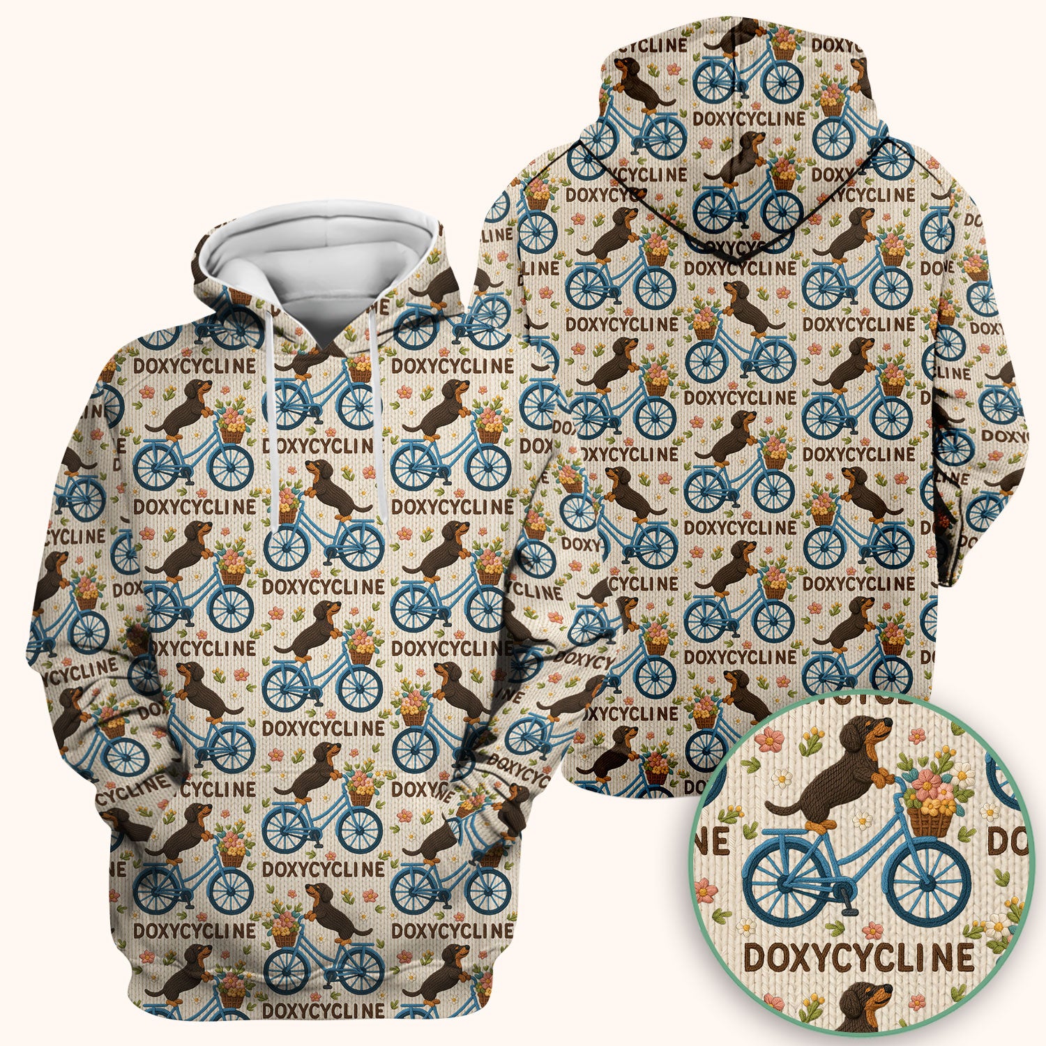 Doxycycline Pharmacy Pun Scrub Top - Dachshund on Bicycle Pharmacists Shirt - Veterinary Technicians Gift