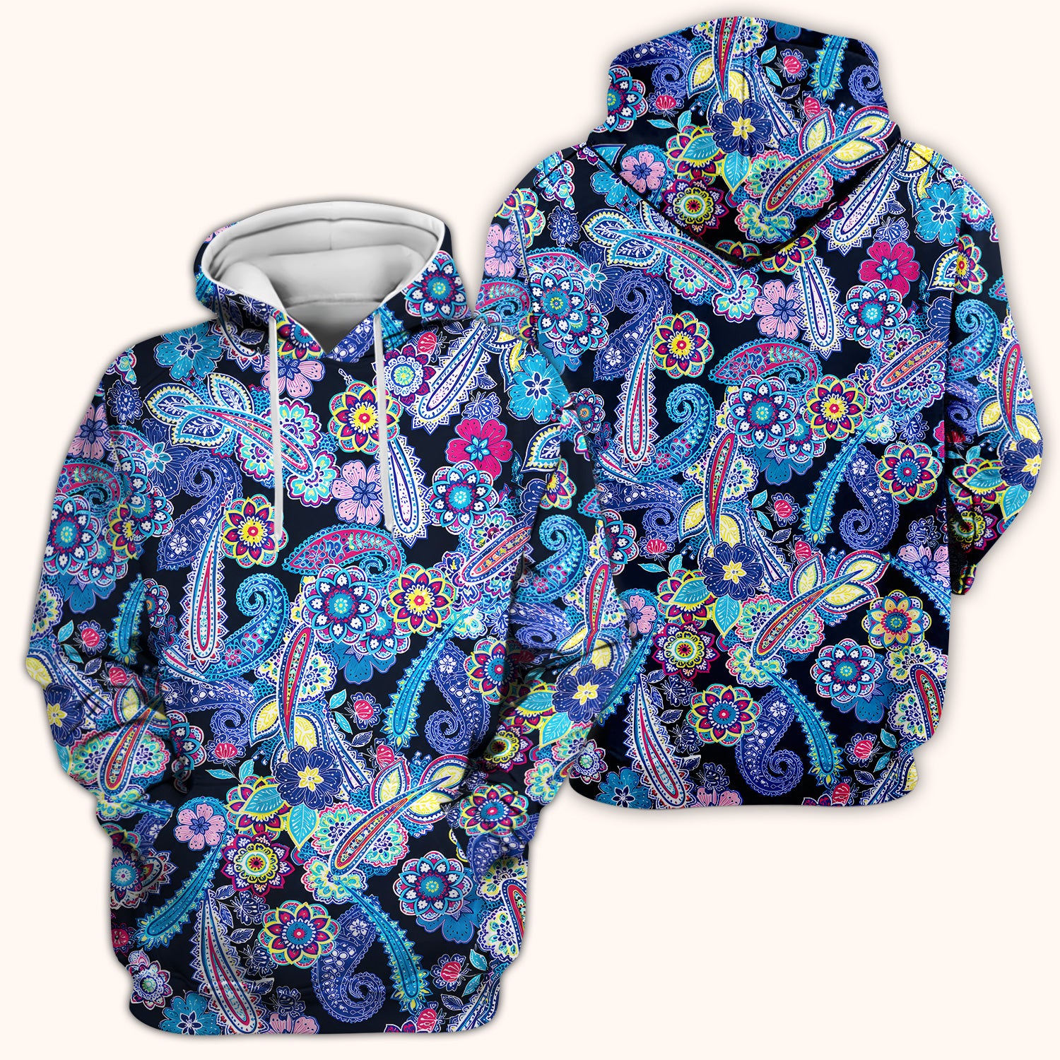 Vibrant Paisley Floral Nurse Scrub Top for RN, CNA, Healthcare Workers, Boho Uniform