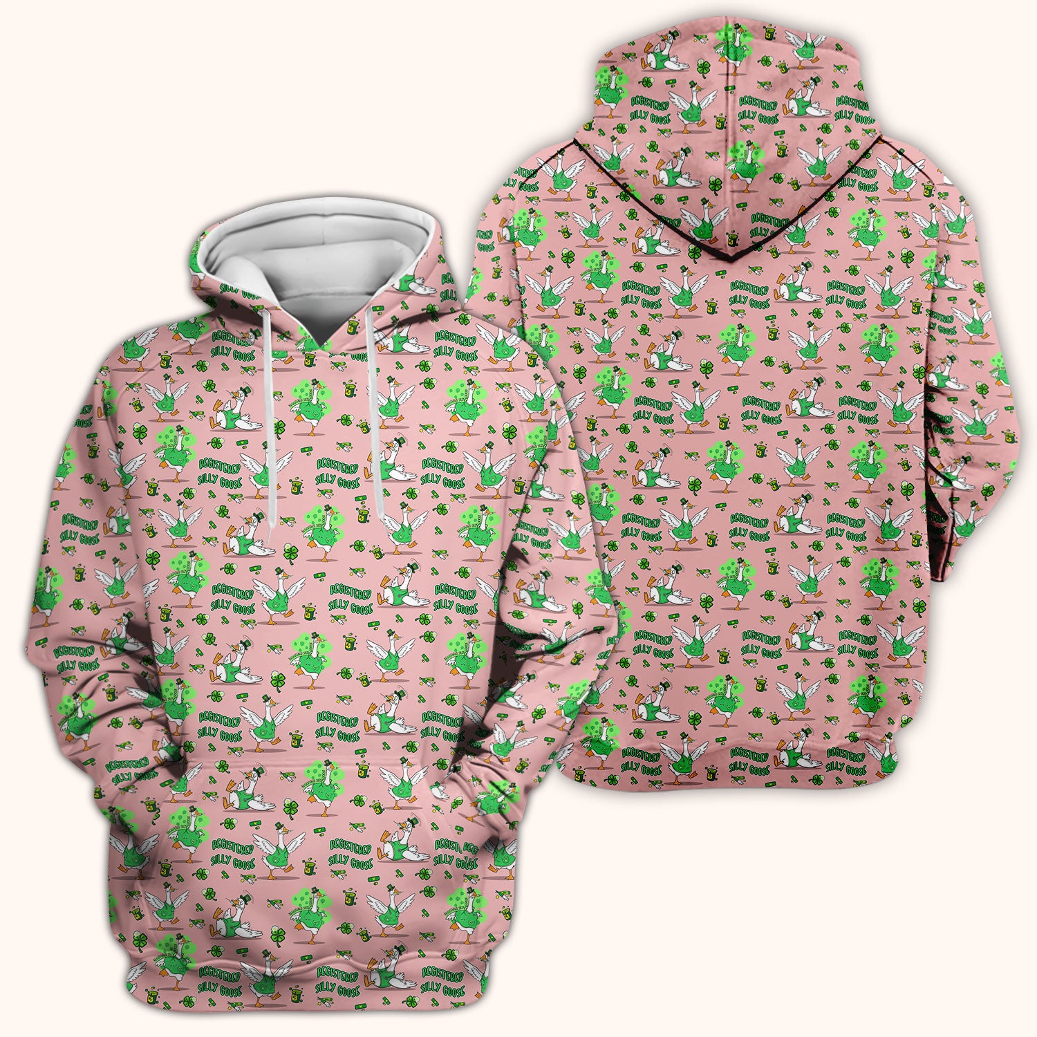 Silly Goose St. Patrick’s Day Scrub Top, Funny Goose Shamrock Pattern Nurse Scrub Shirt, Irish Green Nursing Uniform