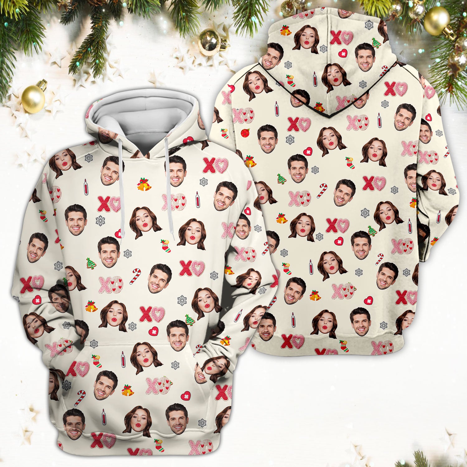 Personalized Photo Scrub Top, Custom Face XOXO Scrub Shirt, Breathable Fabrics Nursing Uniform