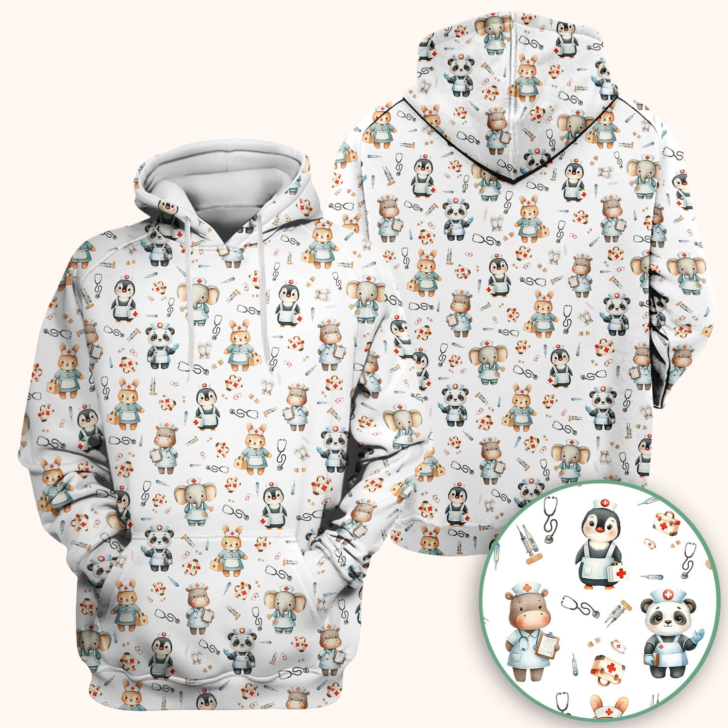 Cute Animal Scrub Top for Women - Funny Panda Rabbit Penguin Shirt - Breathable Med Uniform - Comfortable Scrubs for Nurses