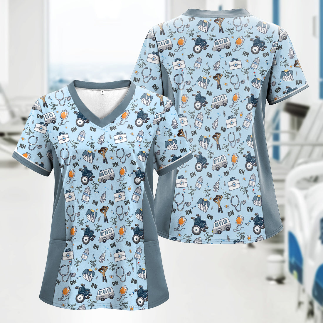 Nurse Life Scrub Top for Women - Cute Stethoscope Medical Shirt Design - Gift for RN, CNA, LPN, Healthcare Worker