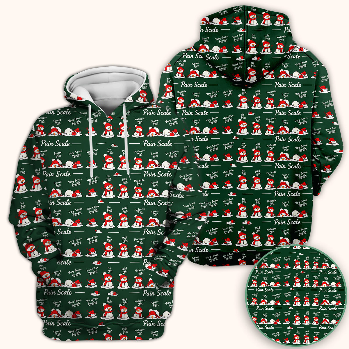 Funny Christmas Snowman Pain Scale Scrub Top, Comfortable Scrubs for Nurses