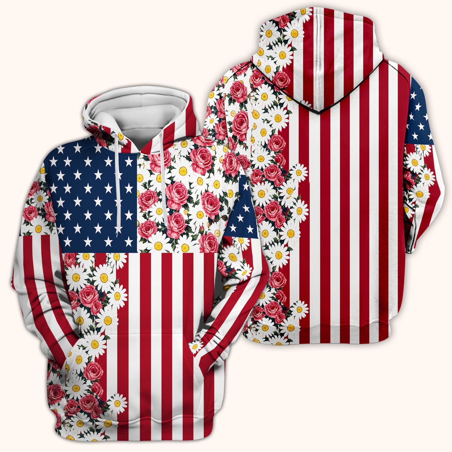 Floral American Flag Nurse Scrub Top for RN, CNA, Healthcare Workers, Patriotic Uniform Scrub Top, Comfortable Scrubs for Nurses