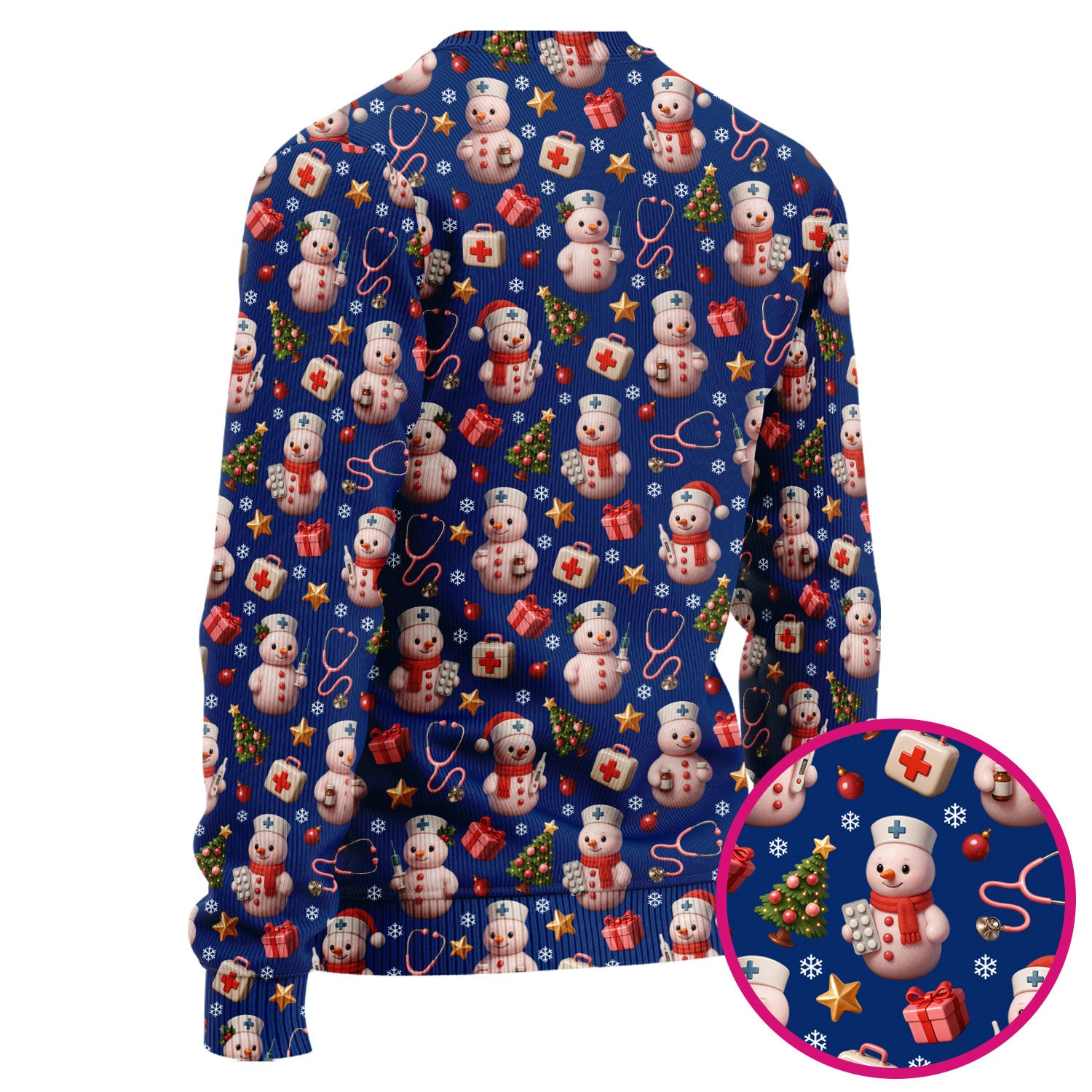 Snowman Pattern Christmas Scrub Set - Cute Holiday Medical Scrubs for Women - Funny Festive Nurse Gift for RN LPN CNA