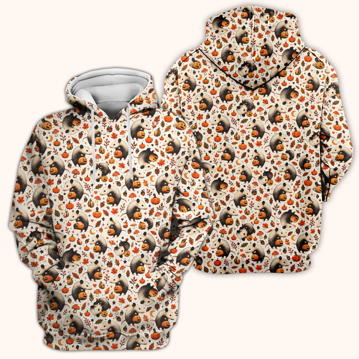 Halloween Opossum Pumpkin Patch Pattern Scrub Top, Comfortable Scrubs for Nurses