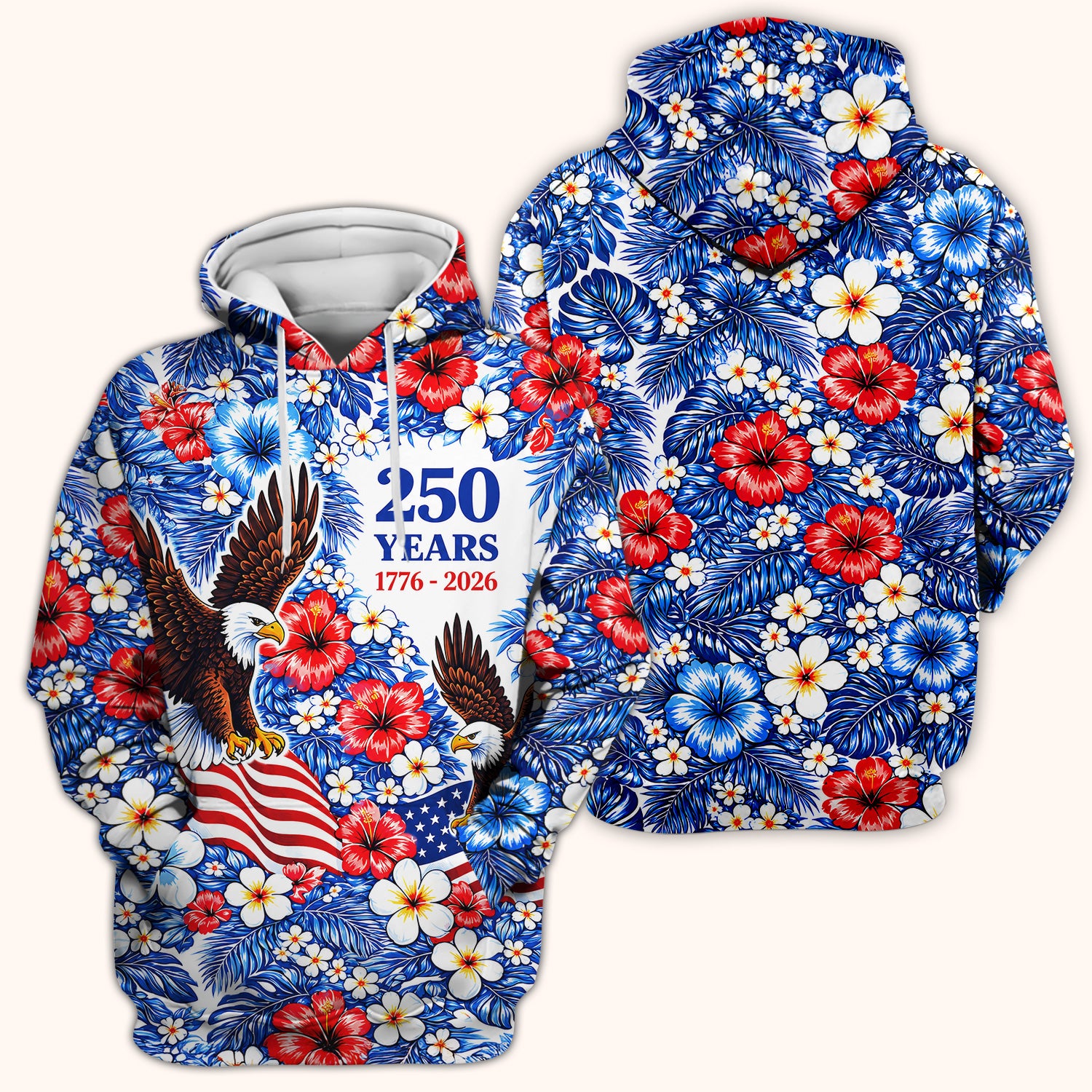Patriotic Eagle Floral Pattern, America 250 Medical Scrub Top, Comfortable Scrubs for Nurses