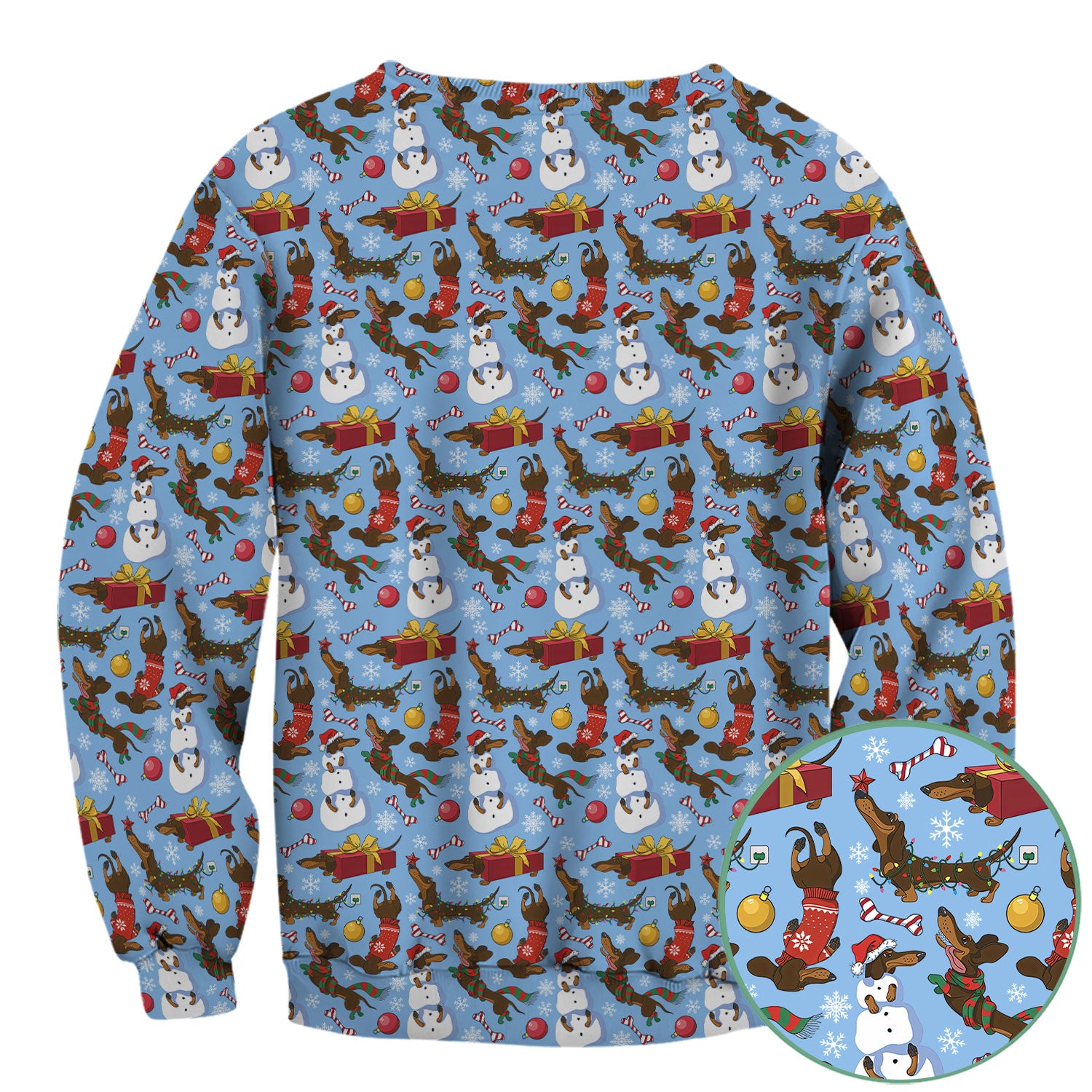 Christmas Nurse Scrubs for Women - Dachshund Dog & Snowman Print - Custom Multi Color Nursing Shirt Holiday Gift