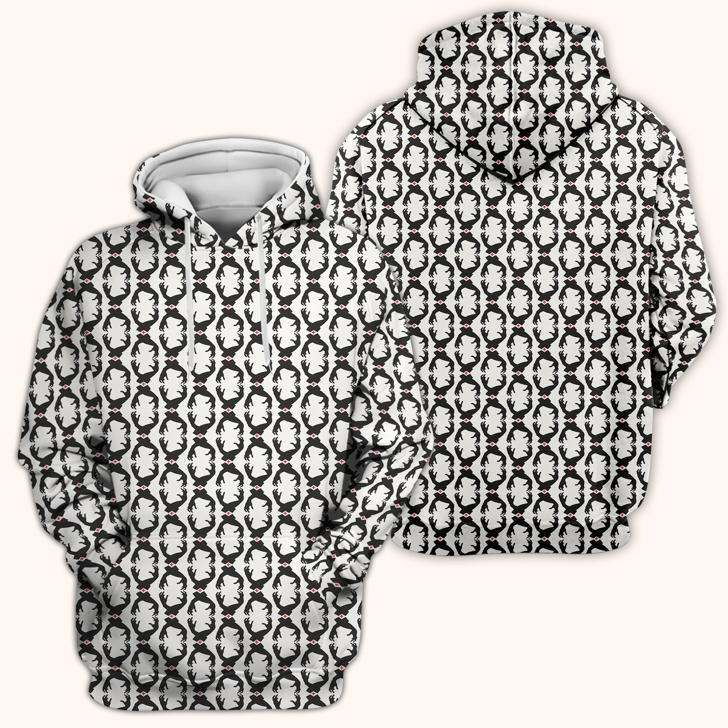 Creepy Hands Black White Red Patterns Scrub Top, Comfortable Scrubs for Nurses