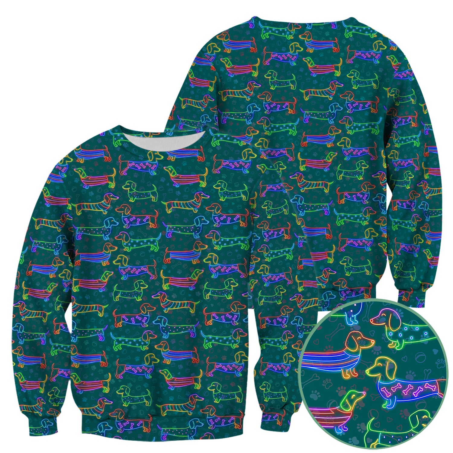 Cute Dachshund Scrub Top for Women – Neon Sausage Dog Nursing Shirt – Funny Colorful Wiener Dog Gift for RN CNA LPN
