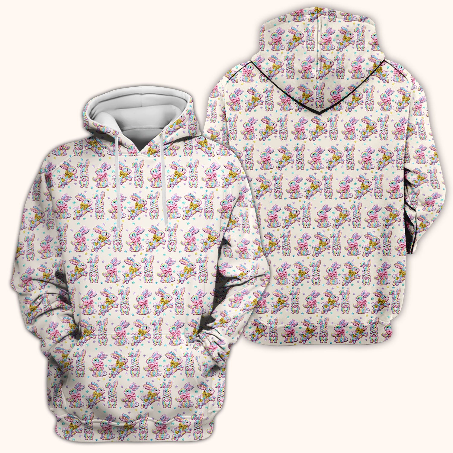 Cartoon Bunny All Over Print Scrub Top, Comfortable Scrubs for Nurses, Easter