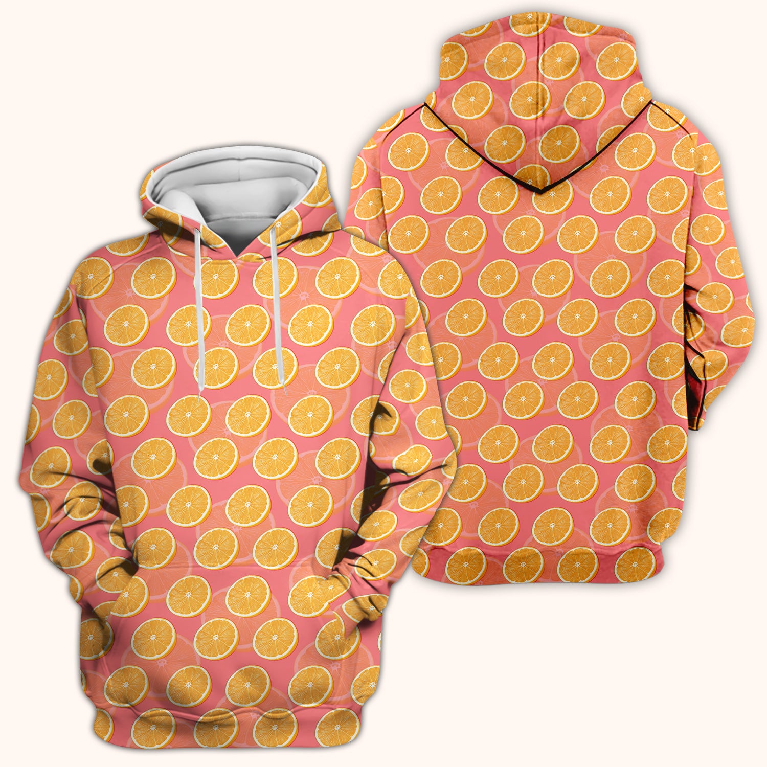 Fresh Orange Slice Pattern Scrub Top, Comfortable Scrubs For Nurses