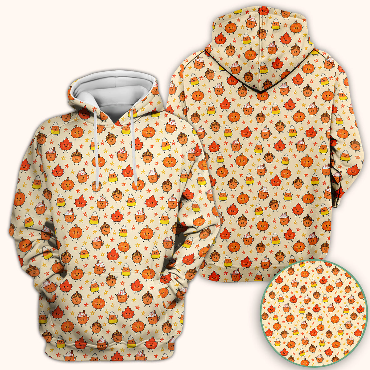 Cute Fall Pumpkin Spice Doodles Scrub Top, Comfortable Scrubs for Nurses