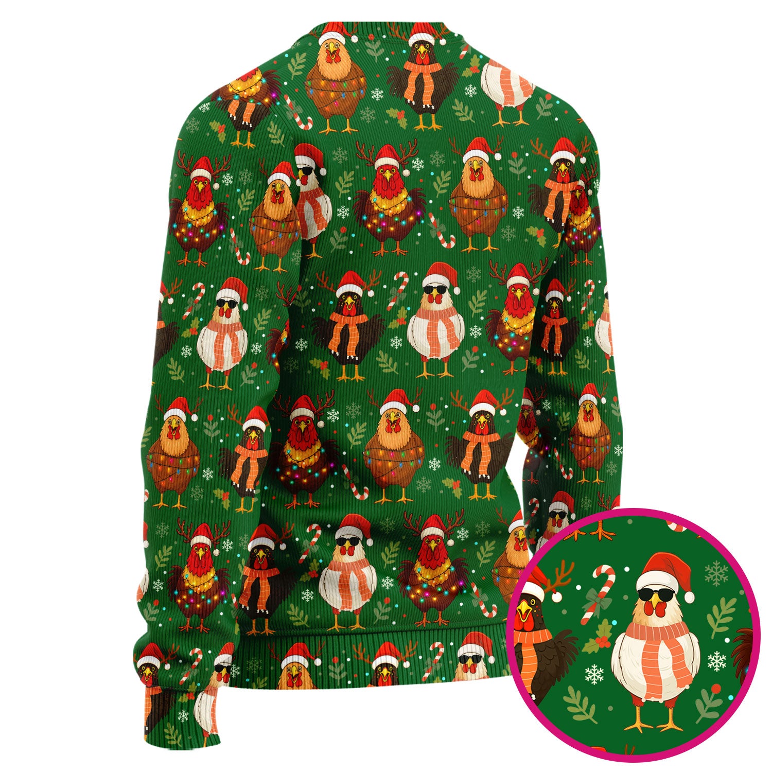 Funny Chicken Scrubs for Women - Christmas Pattern Scrub Top & Pants - Christmas Scrubs with Adorable Design