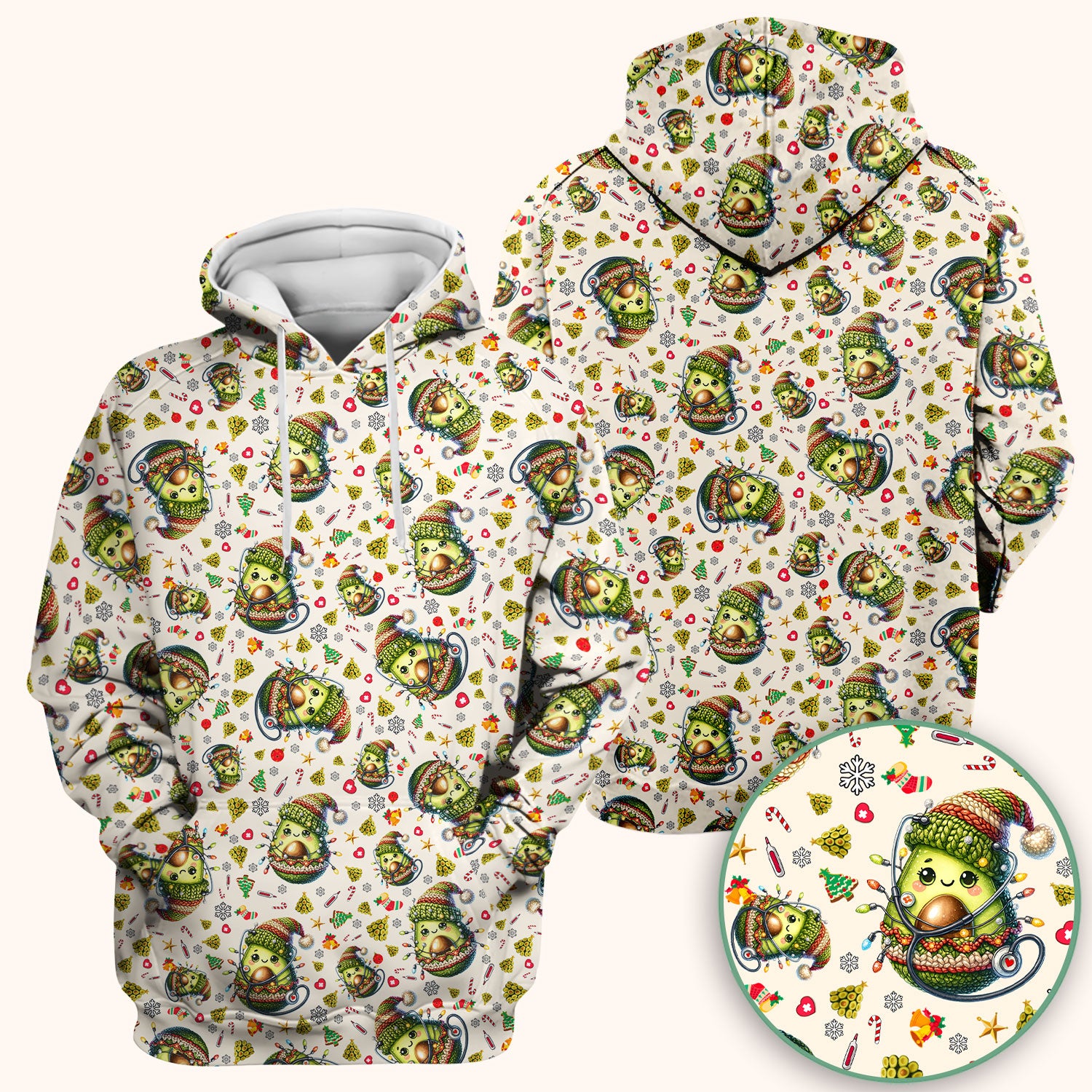 Avocado Scrub Top for Nurse - Funny Christmas Nursing Shirt - Cute Holiday Medical Uniform for Women RN LPN CNA