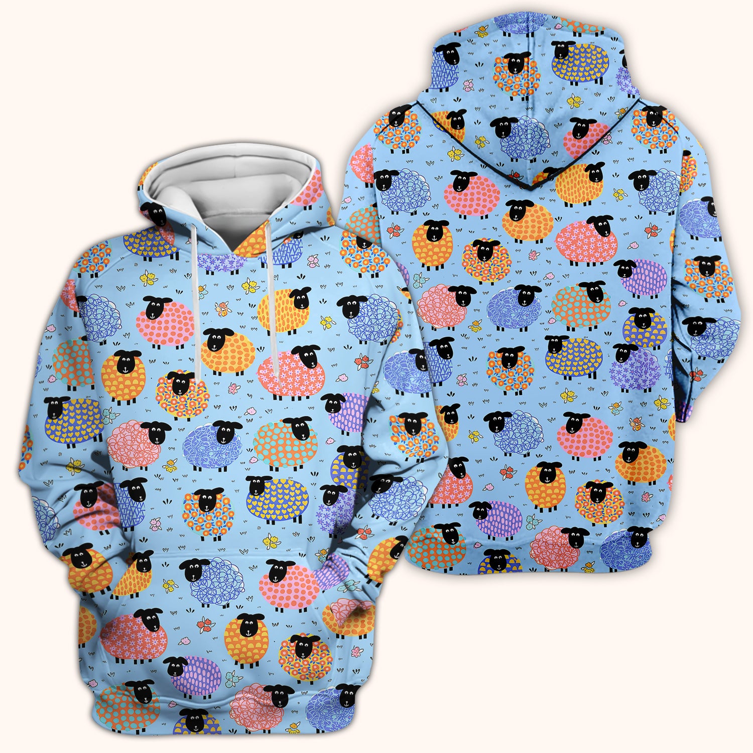 Funny Colorful Sheep Pattern Scrub Top, Comfortable Scrubs for Nurses