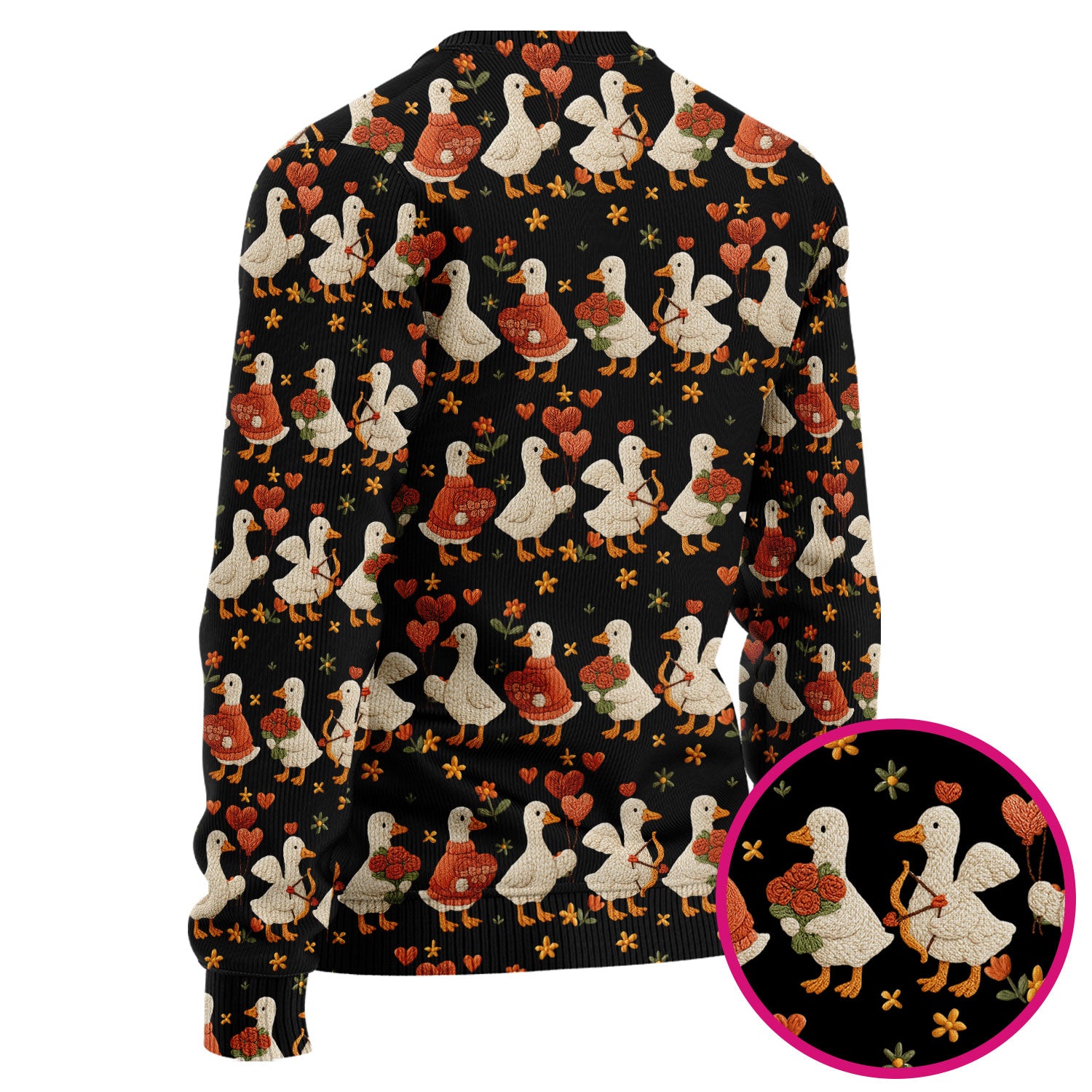 Cute Goose Nurse Scrub Set, Valentine Farm Medical Pattern Shirt, Breathable Fabrics Nursing Uniform