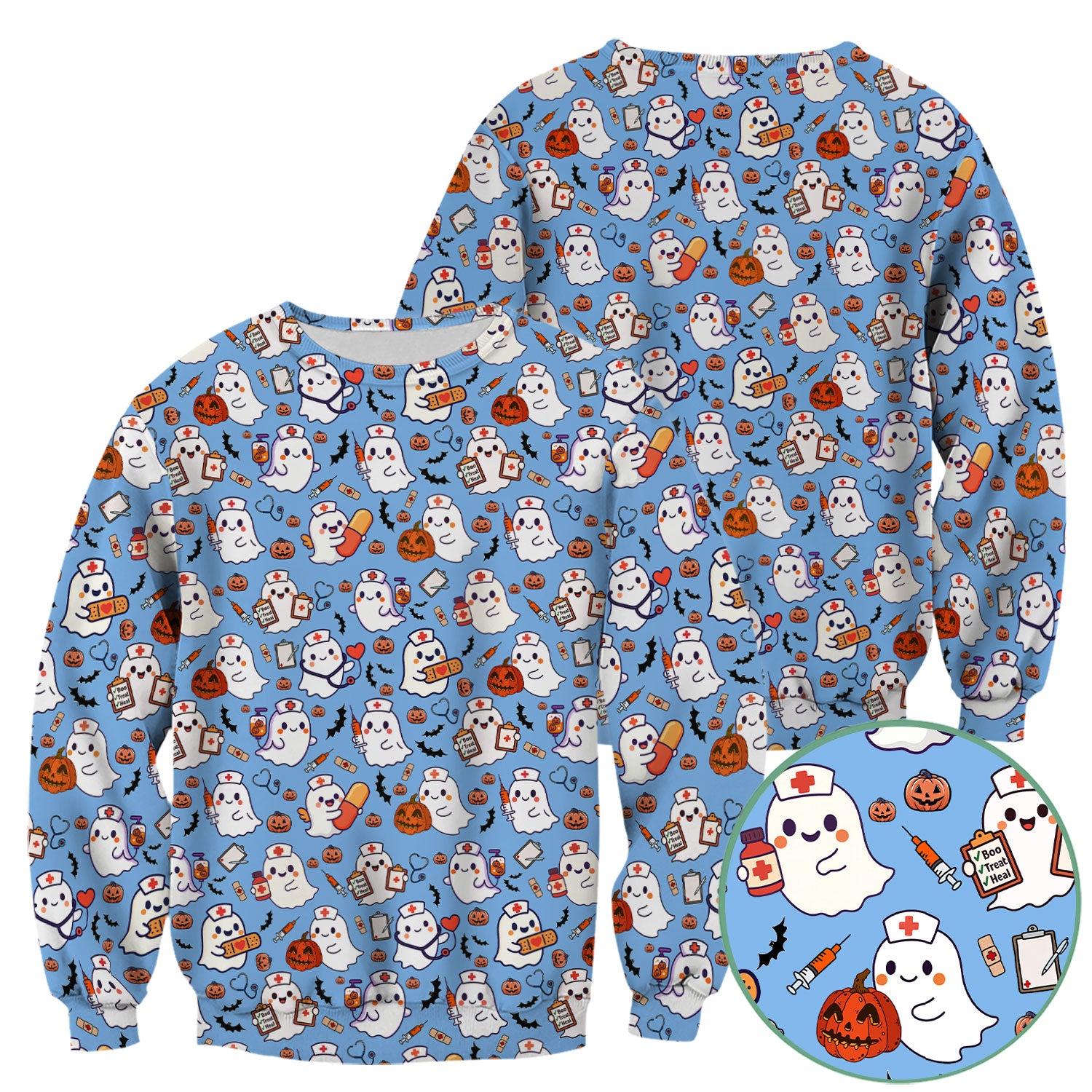 Boo Halloween Scrub Top - Pumpkin Shirt Womens - Comfortable Scrubs for Nurses - Breathable Fabrics Nursing Uniform