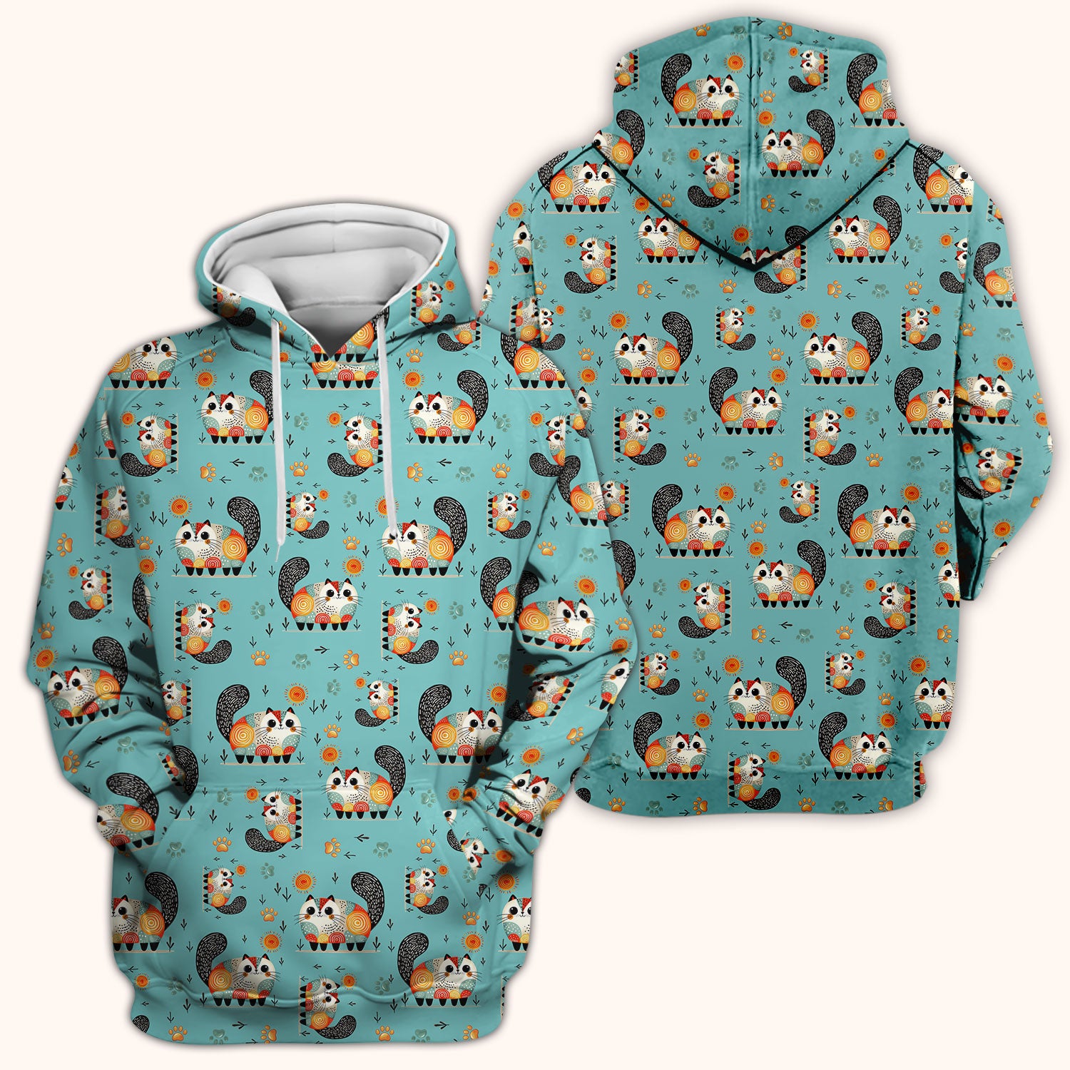 Playful Cat Illustration Nurse Scrub Top, Comfortable Scrubs for Nurses