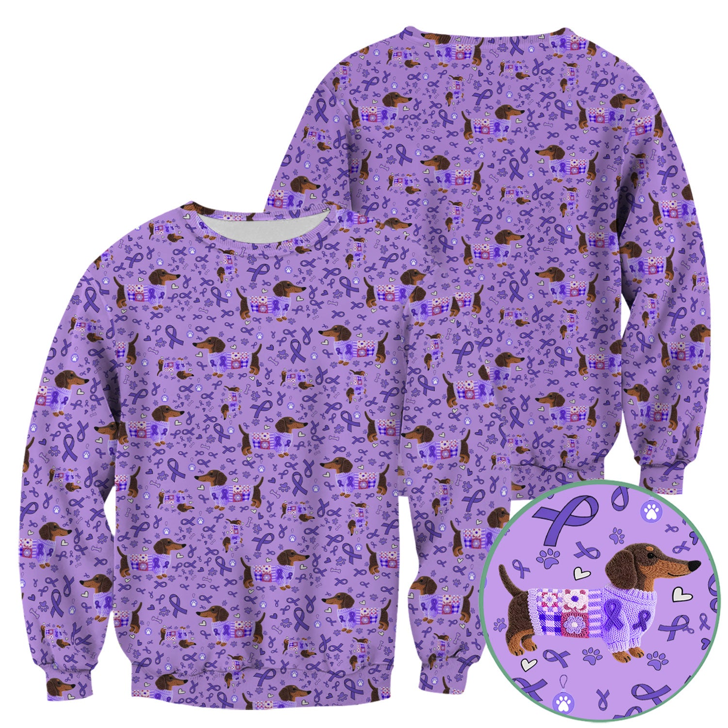 Wiener Dog Purple Ribbon Cancer Awareness Scrub - Breathable Fabrics Nursing Uniform - Comfortable Scrubs for Nurses