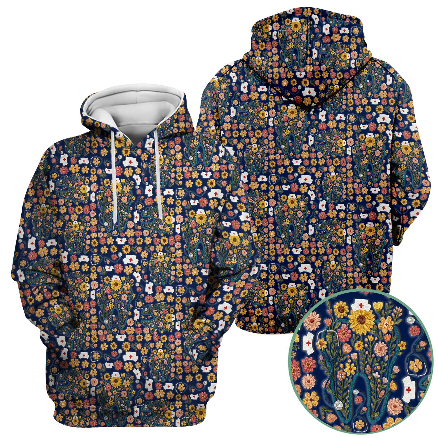 Boho Floral Tooth Scrub Top - Aesthetic Dental Scrubs for Women - Cute Flower Tooth Pattern Medical Uniform - Hygienist Christmas Gift