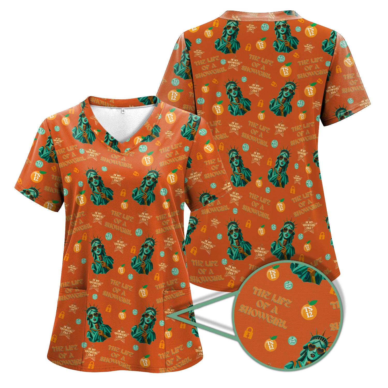 Funny Women's Showgirl Shirt - Cool Liberty Statue TS12 Orange Graphic Tee - Gift for Healthcare Professionals & Nursing Students