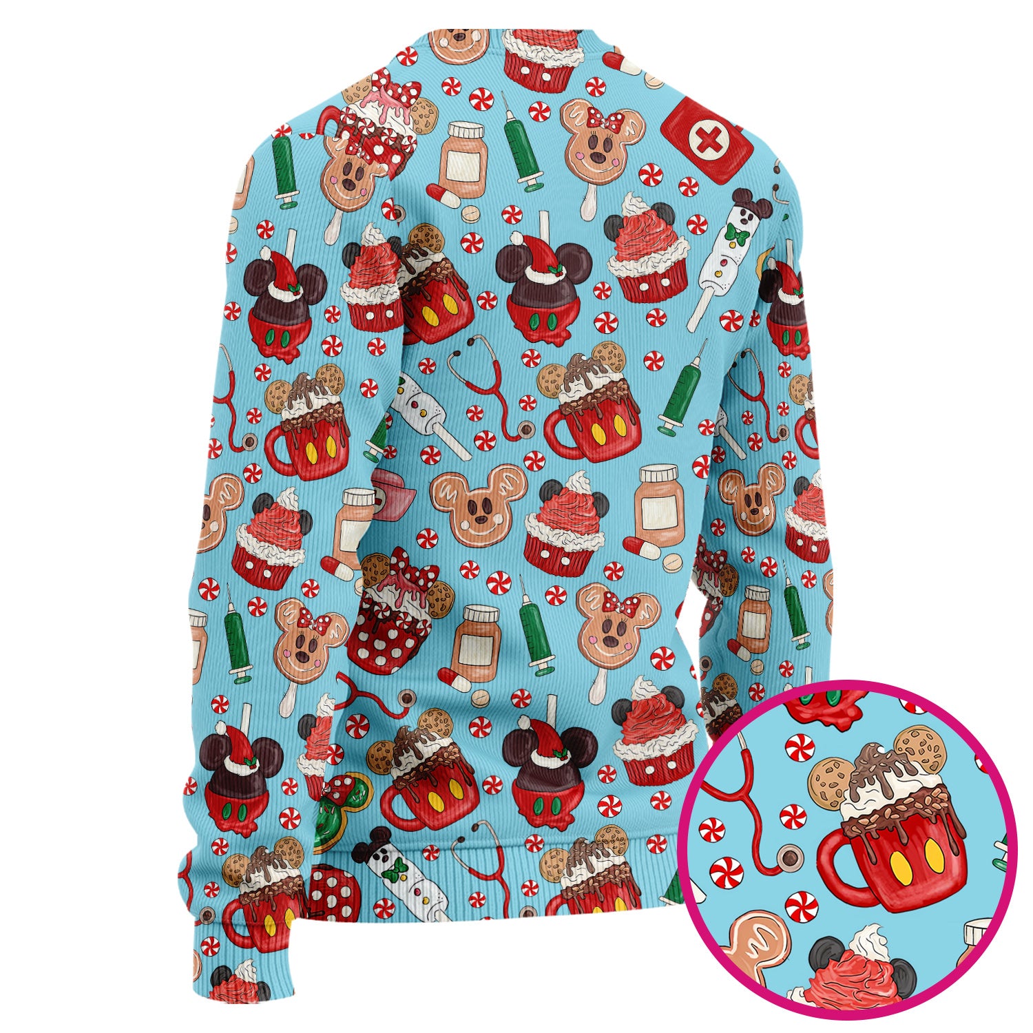 Gingerbread Christmas Comfortable Scrub Set for Nurses - Funny Cookies Candy Cupcake Pants and V Neck Top - Holiday Med Uniform