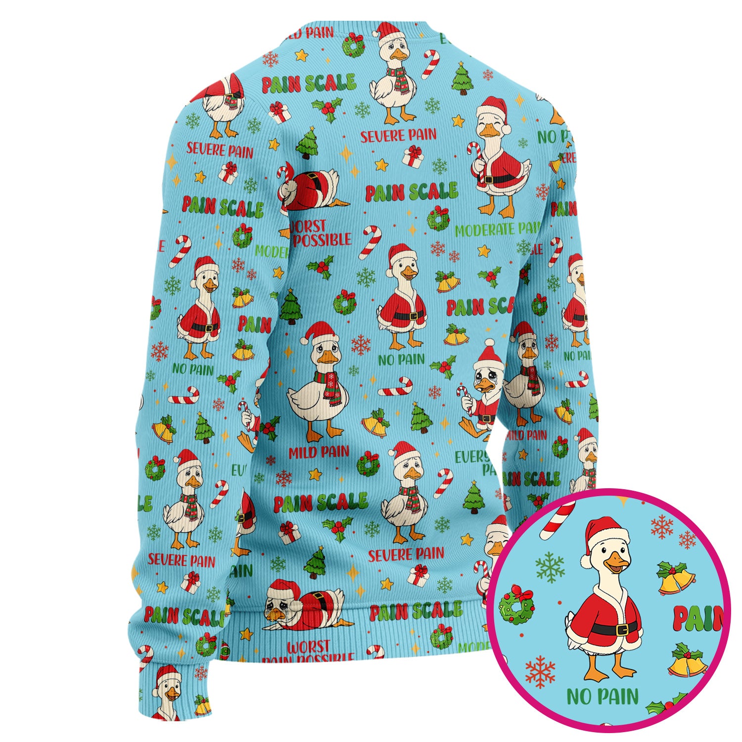 Christmas Nurse Scrub Set - Funny Goose Pain Scale Pants and V Neck Top - Cute Holiday Medical Uniform for RN LPN CNA
