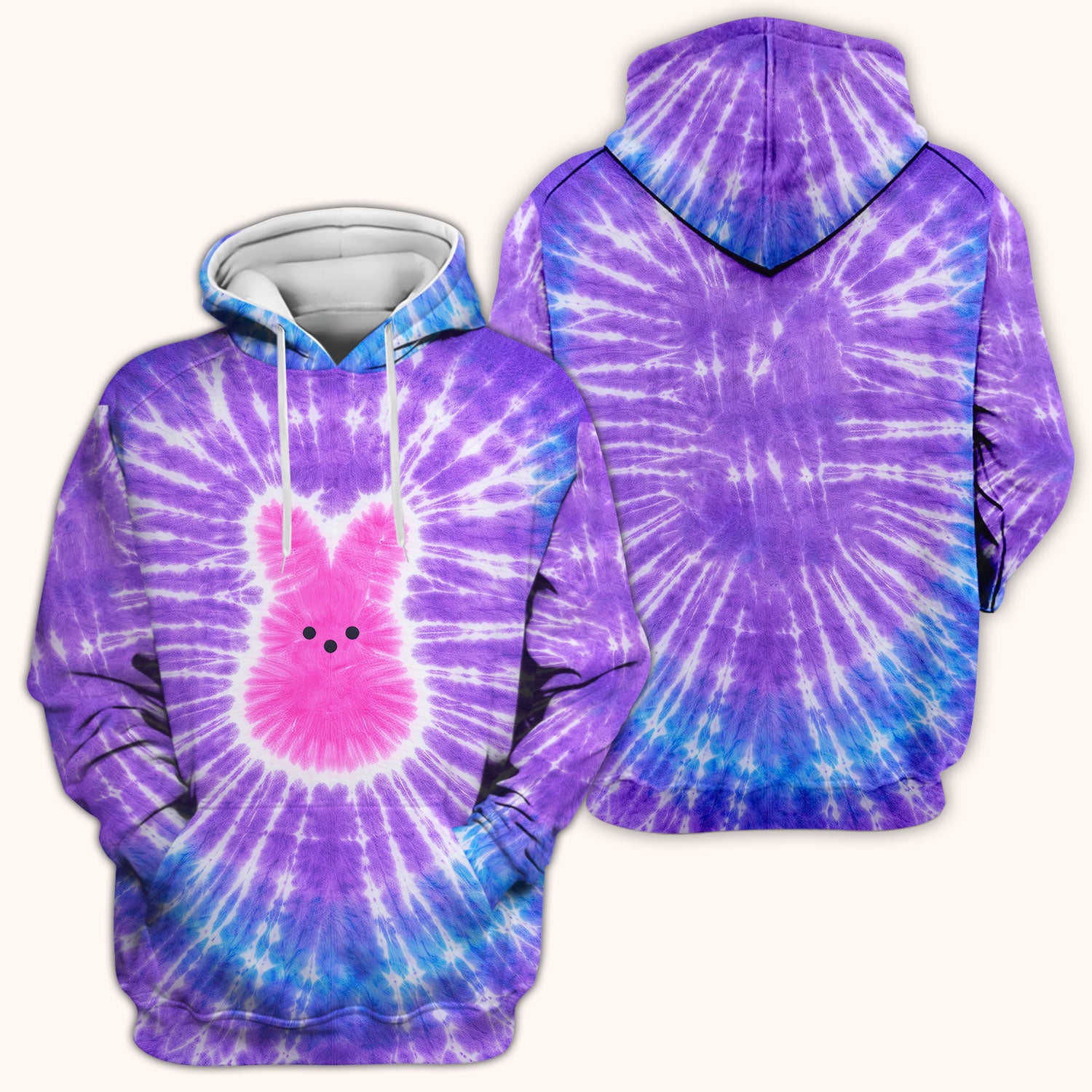 Easter Peep Tie Dye Scrub Top, Easter Bunny Nurse Shirt For Women, Breathable Fabrics Nursing Uniform