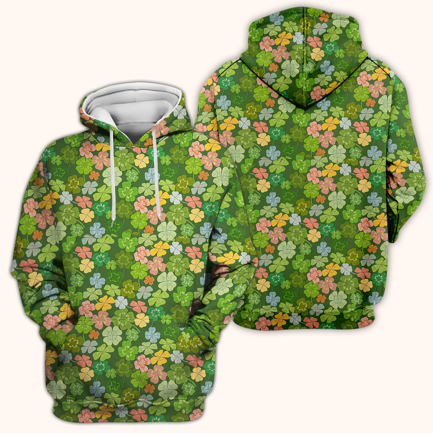 Colorful Shamrock Clover Pattern Scrubs Top, Comfortable Scrubs for Nurses