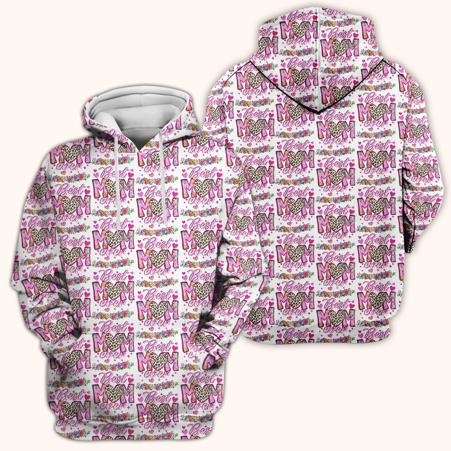 Best Mom Ever Leopard Heart Floral Pattern Scrub Top, Comfortable Scrubs for Nurses