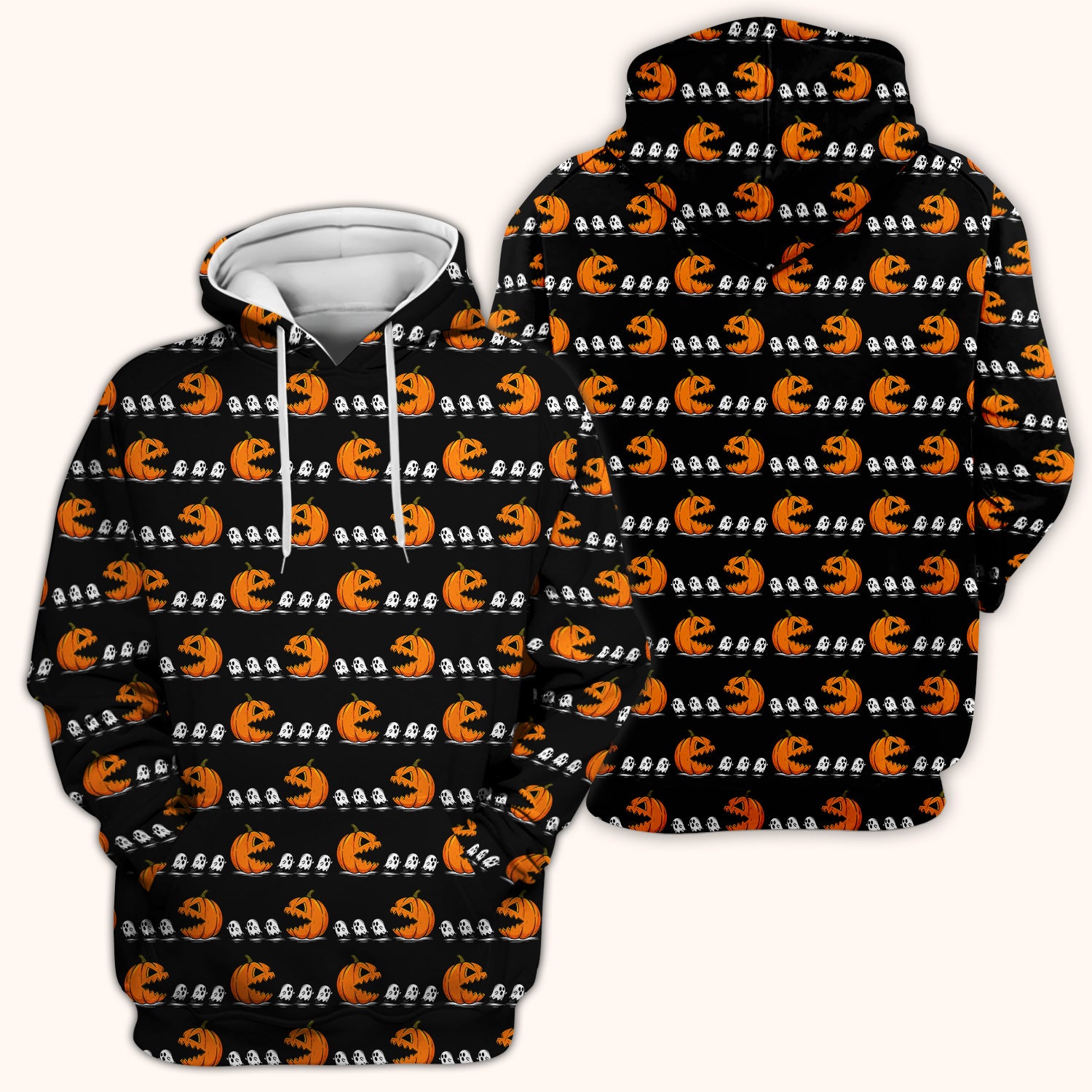 Spooky Halloween Pumpkin Ghost Scrub Top, Comfortable Scrubs for Nurses
