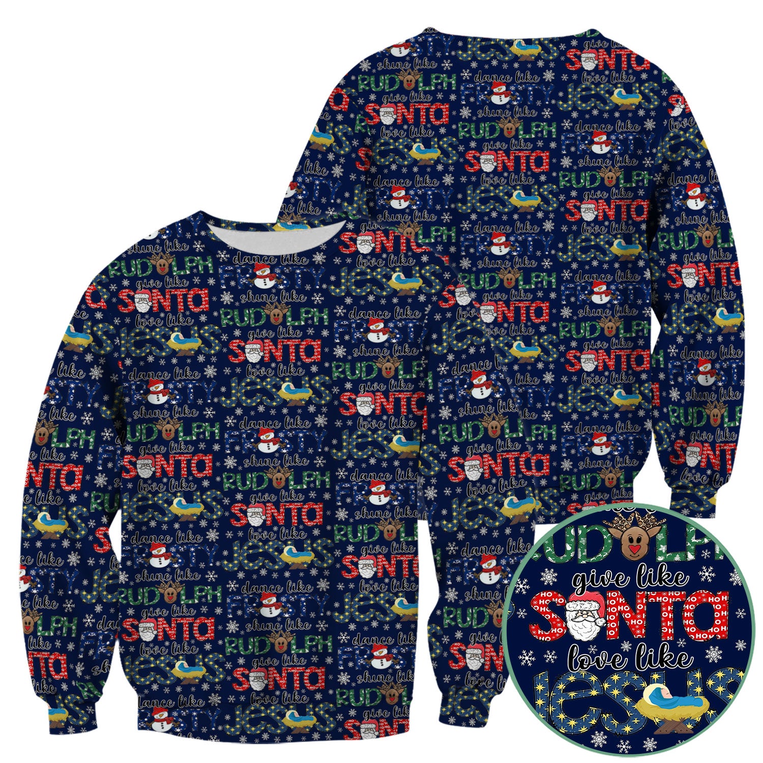 Xmas Rudolph Comfortable Scrubs for Nurses - God Santa Shirt - Breathable Fabrics Nursing Uniform Gift for RN CNA LPN