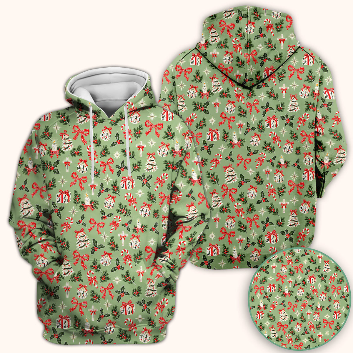 Christian Christmas Bows And Holly Scrub Top, Comfortable Scrubs for Nurses