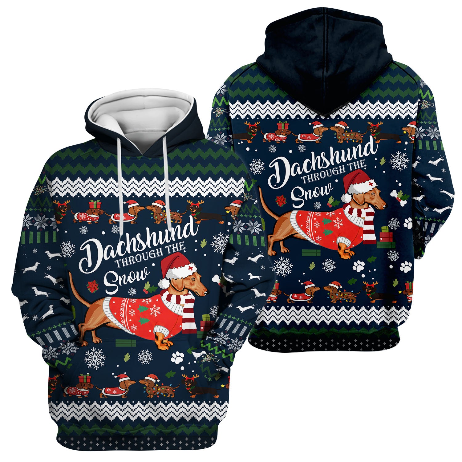 Dachshund Through the Snow - Funny Christmas Scrub Top - Wiener Dog Lover Gift - Holiday Medical Uniform