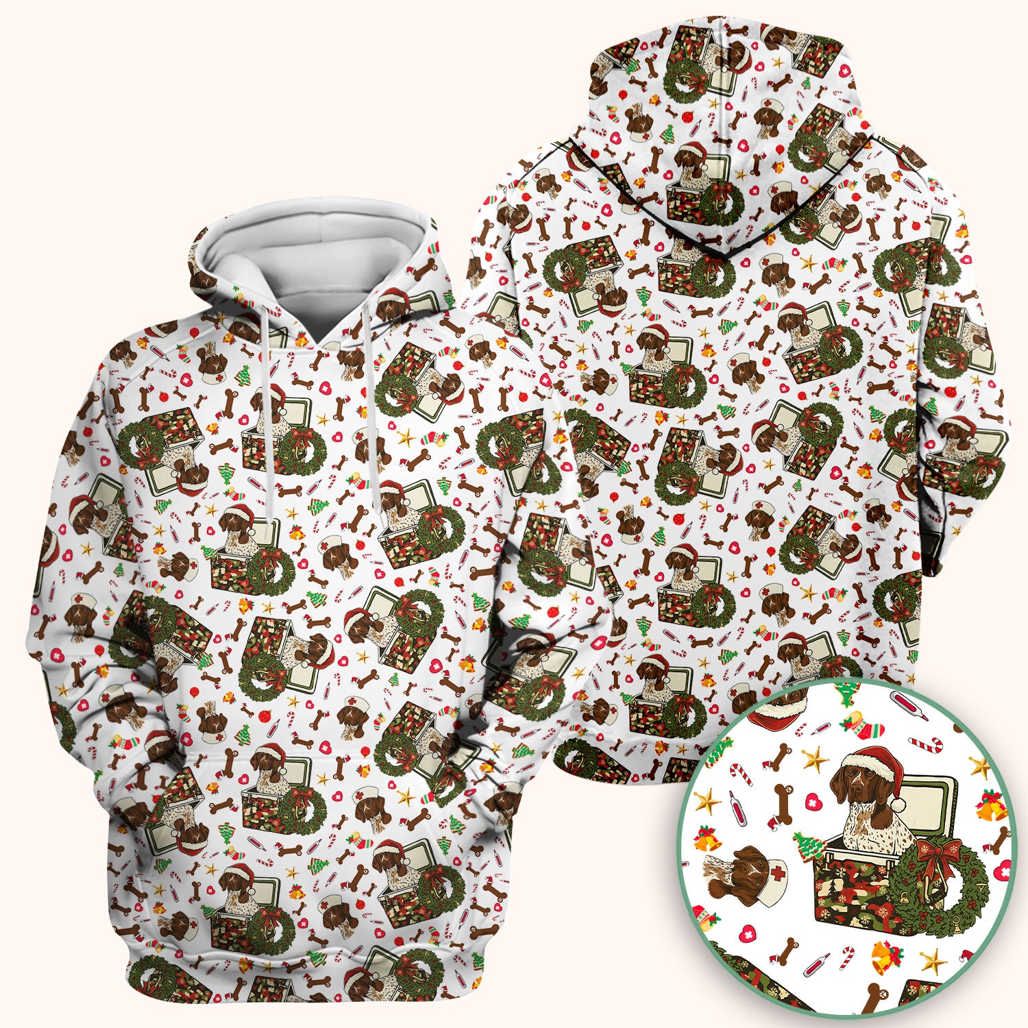 Christmas Dachshund Scrub Top - Cute Sausage Dog Nurse Shirt - Funny Holiday Medical Uniform for Women RN LPN CNA Gift