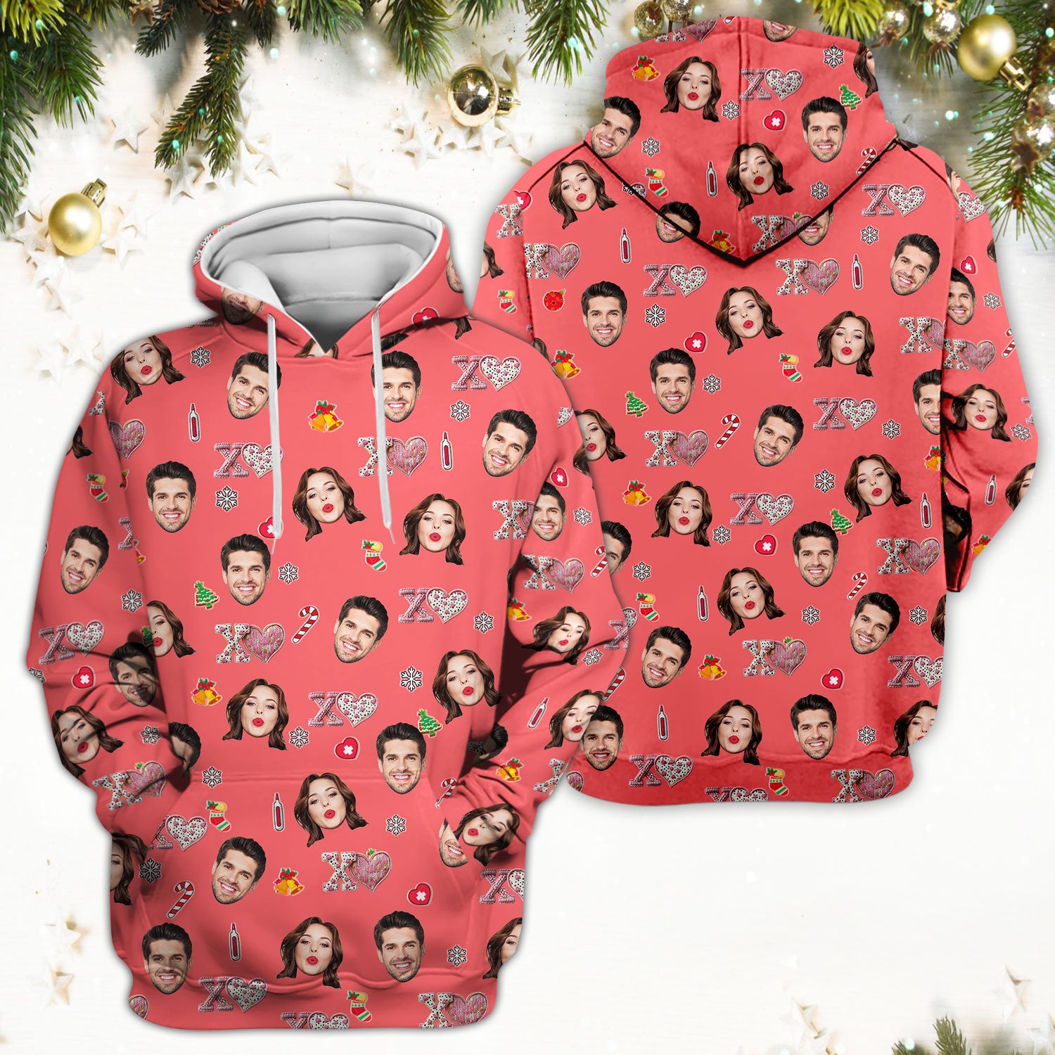 Custom Face Pattern XOXO Scrub Shirt, Personalized Photo Scrub Top, Breathable Fabrics Nursing Uniform