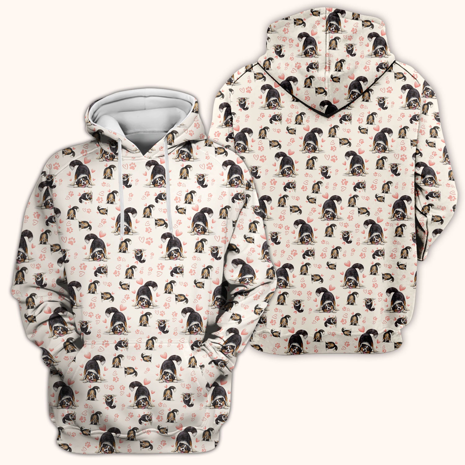 Playful Dog Heart Medical Print Scrub Top, Breathable Fabrics Nursing Uniform