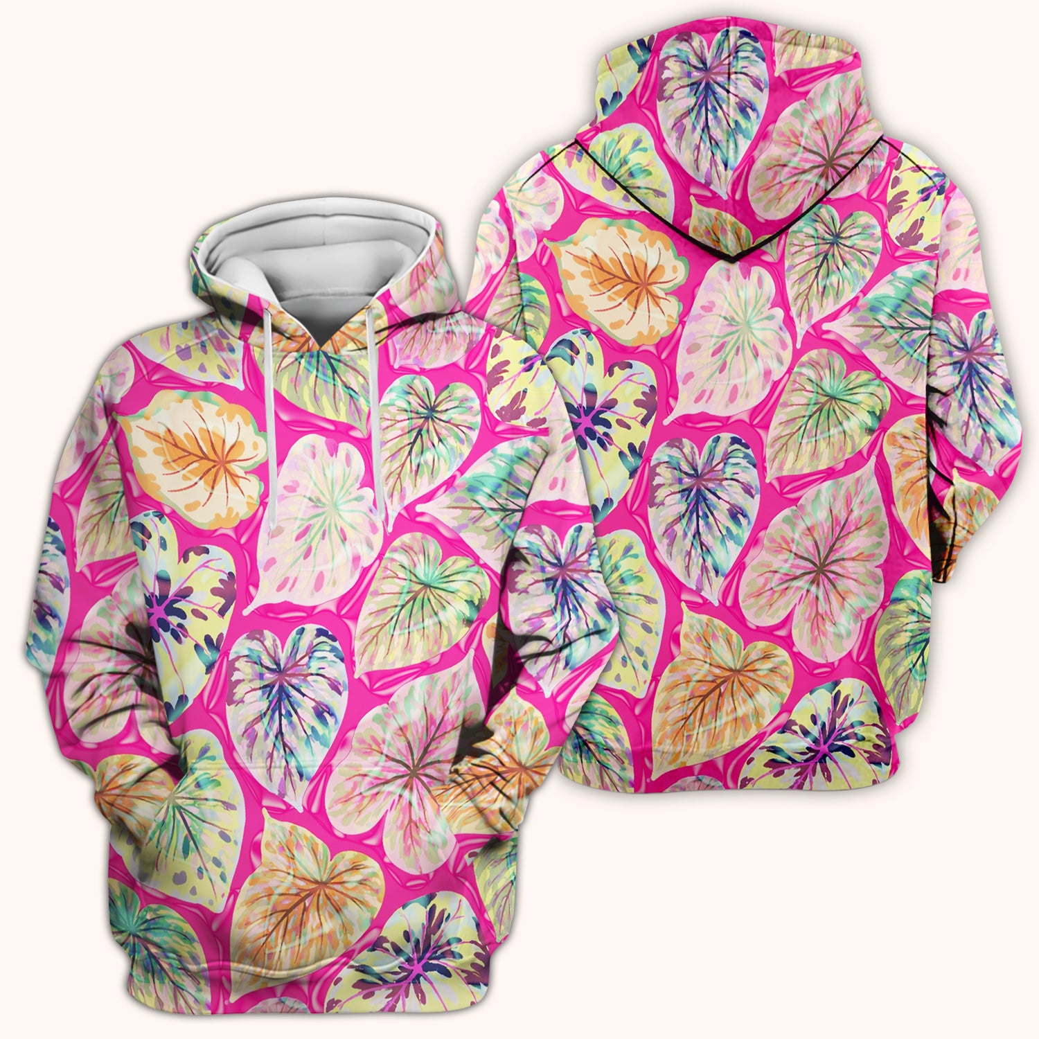 Tropical Colorful Shaped Leaf Nurse Pattern Scrub Top, Breathable Medical Scrubs