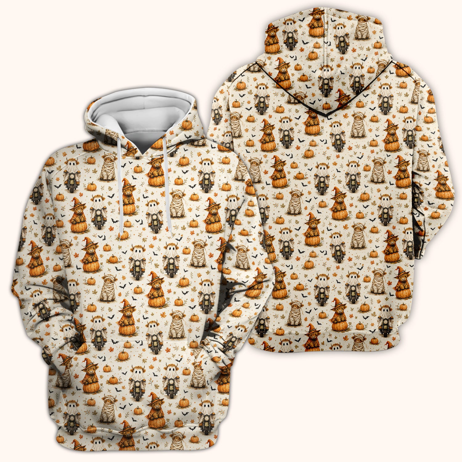 Halloween Highland Cow Costumes Scrub Top, Comfortable Scrubs for Nurses