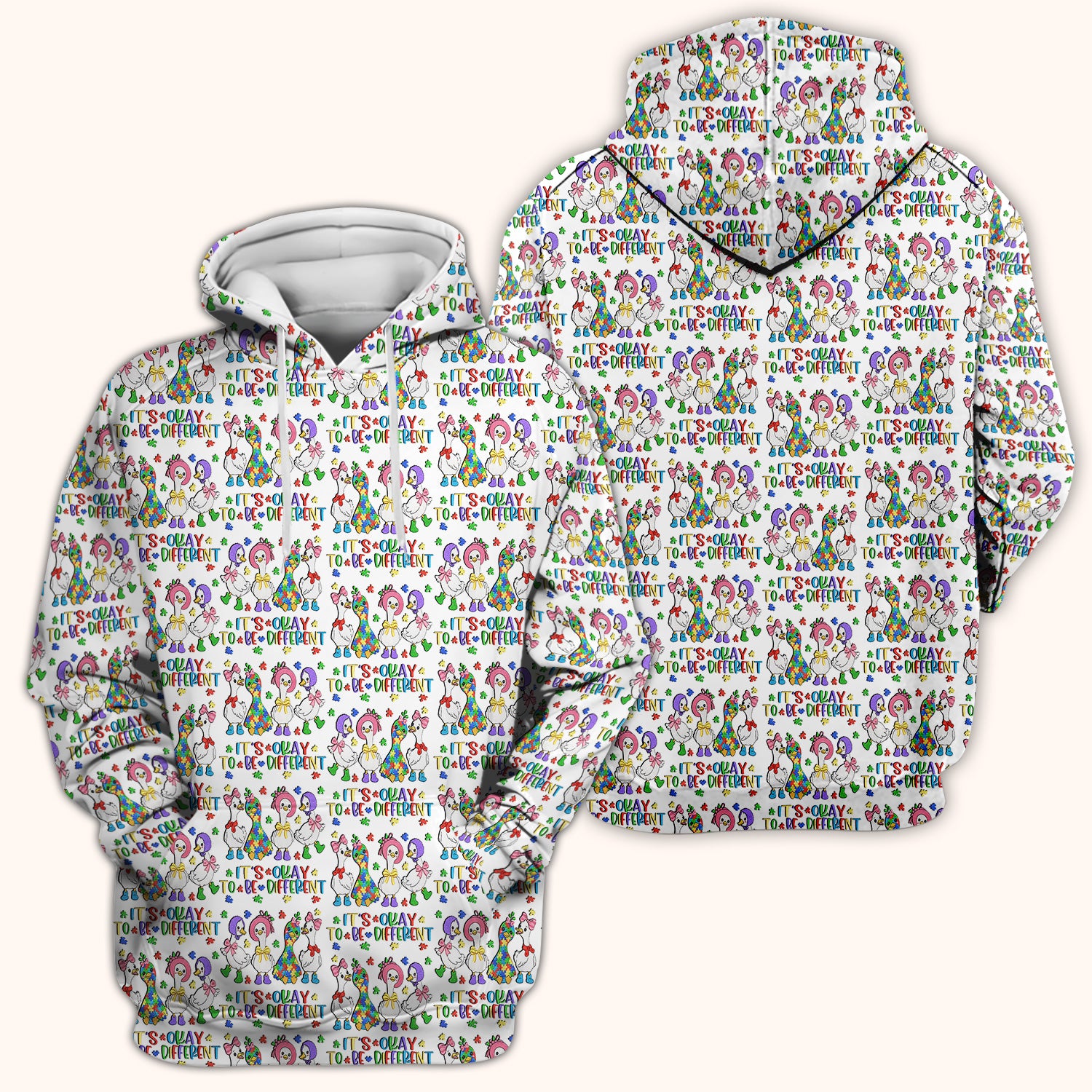 It’s Okay To Be Different Duck Pattern Scrub Top, Comfortable Scrubs For Nurses