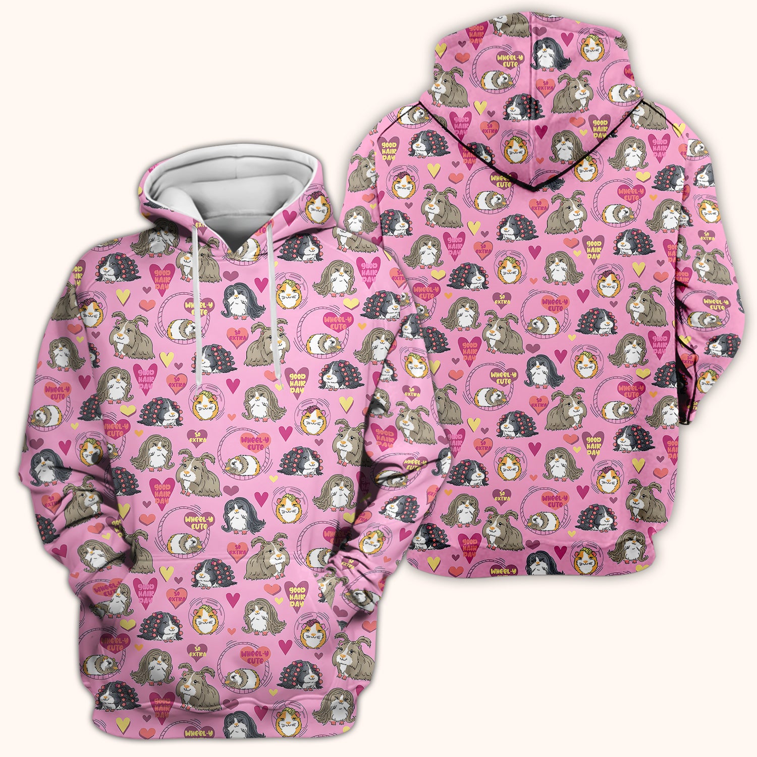 Cute Guinea Pig Heart Pattern Scrub Top, Comfortable Scrubs for Nurses