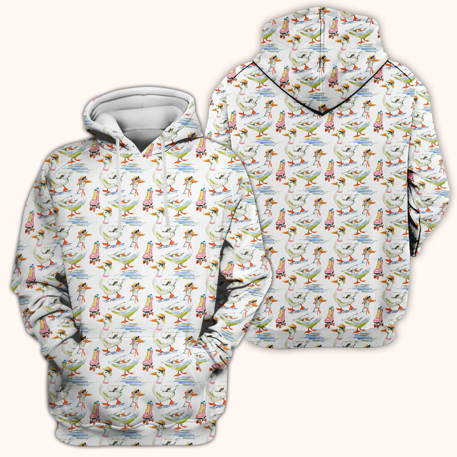 Roller Skating Goose Nurse Pattern Scrub Top, Comfortable Scrubs for Nurses