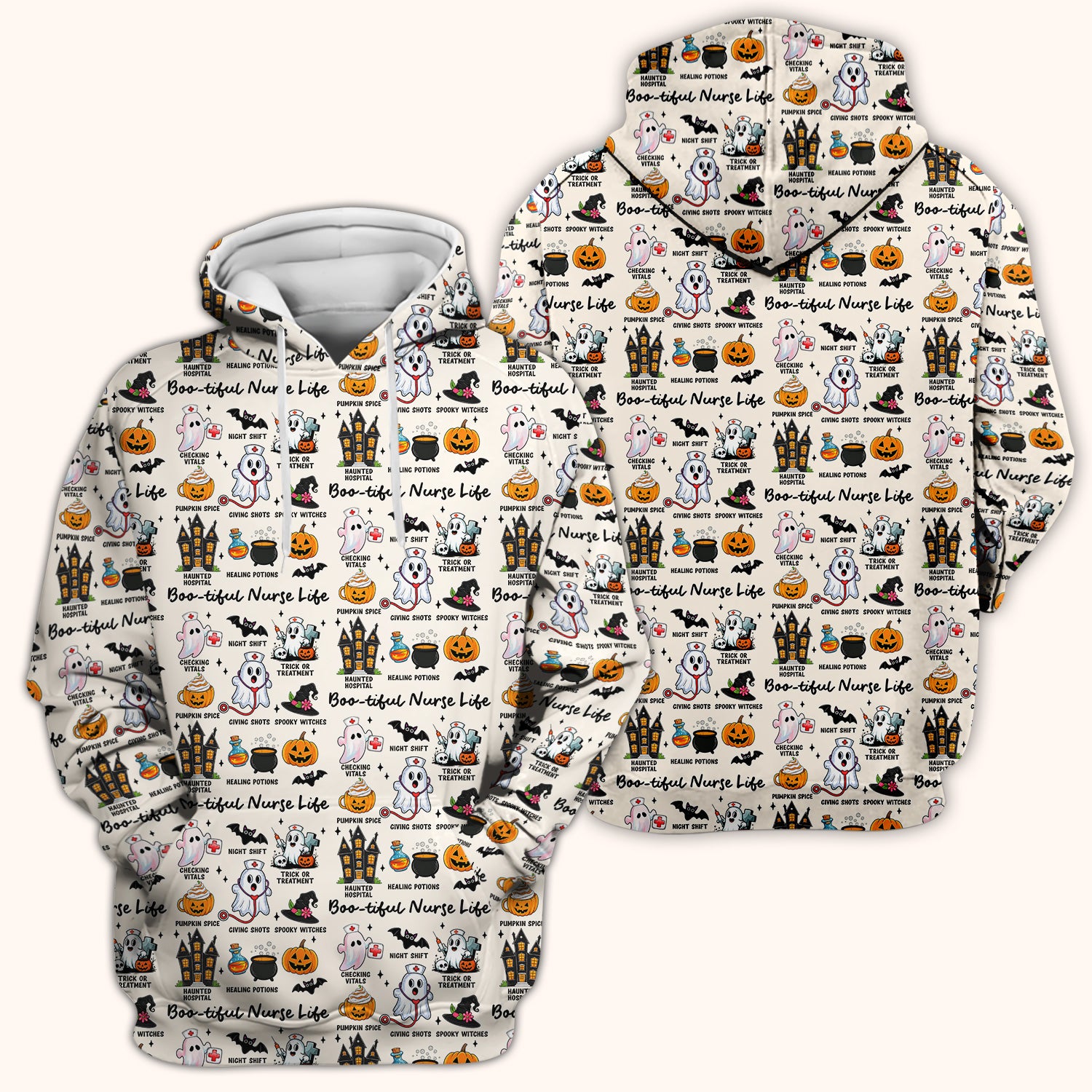 Spooky Halloween Boo-tiful Nurse Life Scrub Top, Comfortable Scrubs for Nurses