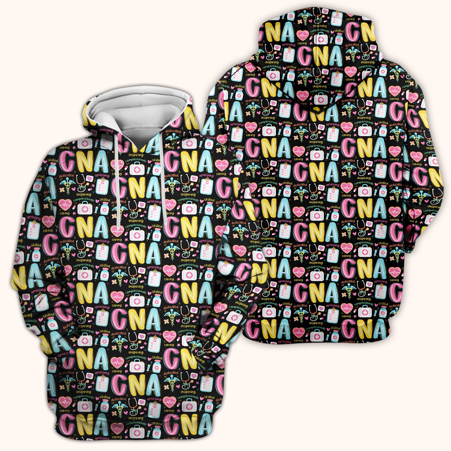 CNA Nurse Appreciation Pattern Scrub Top, Breathable Fabrics Nursing Uniform