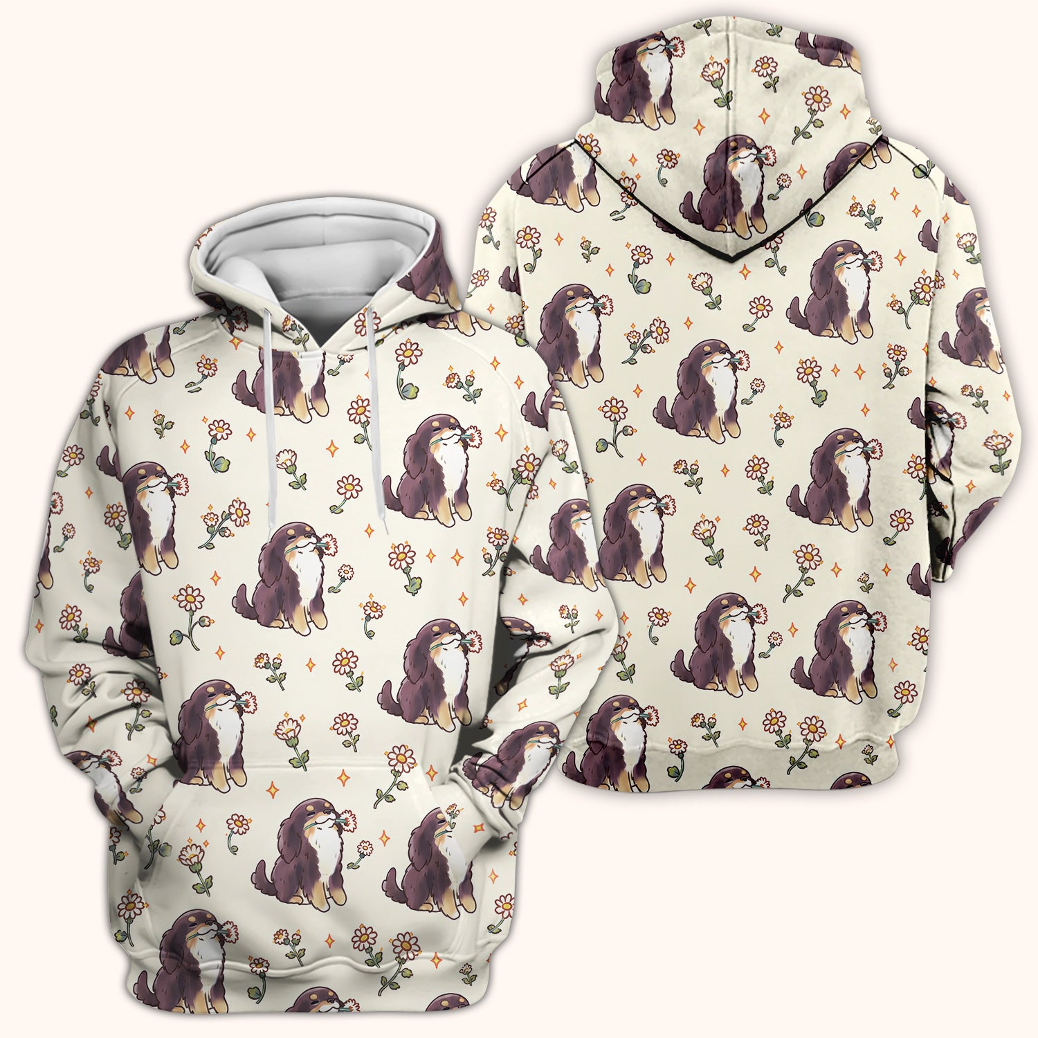 Cute Floral Otter Holding Daisy Pattern Scrub Top, Comfortable Scrubs for Nurses