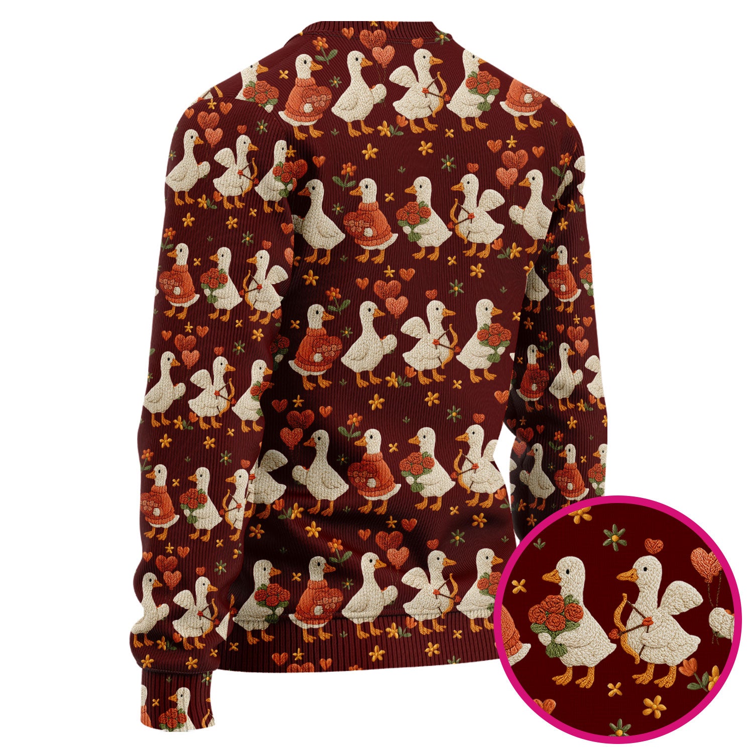 Cute Goose Nurse Scrub Set, Valentine Farm Medical Pattern Shirt, Breathable Fabrics Nursing Uniform