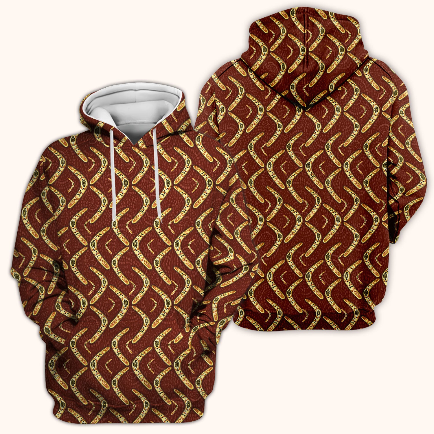 Aboriginal Boomerang Pattern Nurse Scrub Top, Breathable Fabrics Nursing Uniform