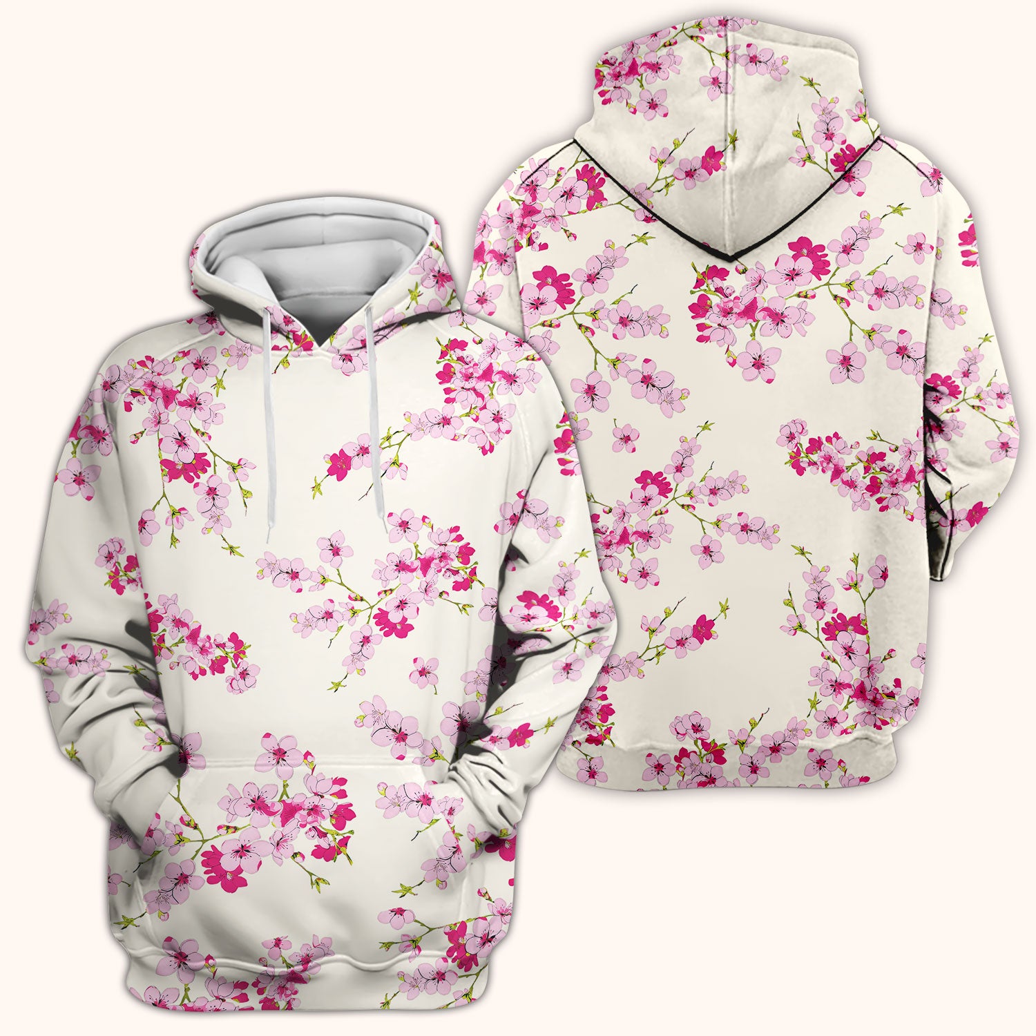 Elegant Cherry Blossom Floral Pattern Srubs, Comfortable Scrubs for Nurses