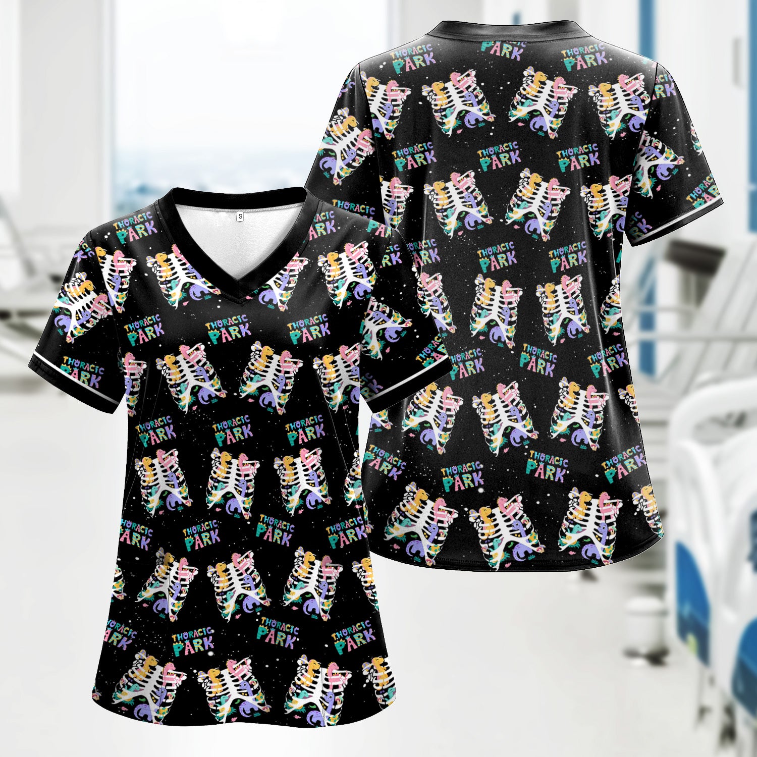 Funny Thoracic Park Nurse Shirt - Colorful Skeleton Rib Cage Medical T-Shirt - Gift for CNA, LPN, Medical Worker